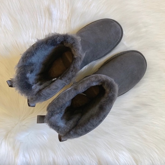 UGG Grey Bailey Bow II Boots - Picture 5 of 7